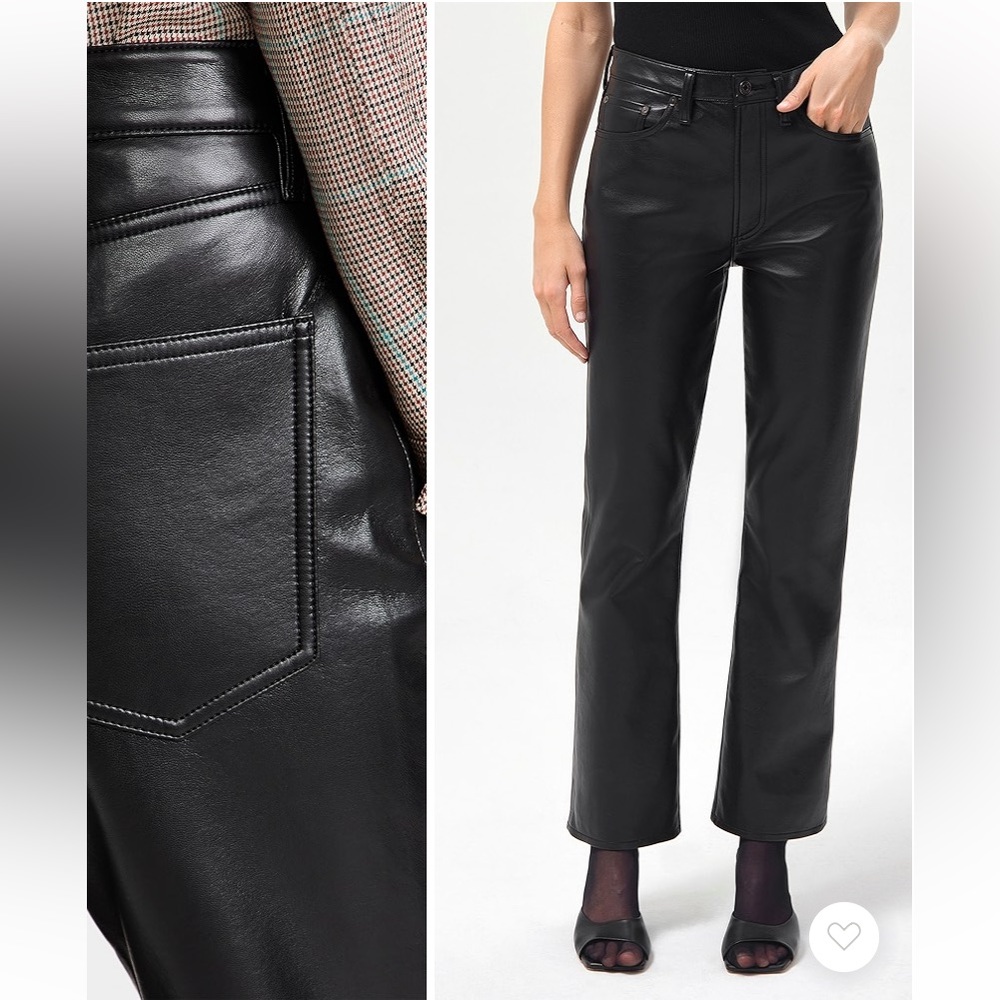 NWT AGOLDE Recycled Leather Mid Rise Relaxed fit Boot Cut Bootcut Pants Trousers - Picture 9 of 16